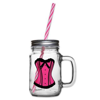 Pinker Korsett Noir-Kontrast - Henkelglas mit Schraubdeckel - Klar - Rechts