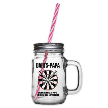 Darts Papa Kopfrechnen Bunte Dartscheibe Spruch - Henkelglas mit Schraubdeckel - Klar - Rechts
