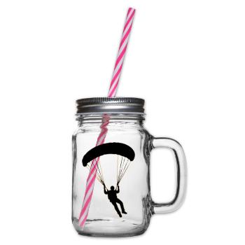 Paragleiter Silhouette - Henkelglas mit Schraubdeckel - Klar - Rechts