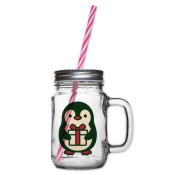 Pinguin Geschenk Clipart - Henkelglas mit Schraubdeckel - Klar - Rechts