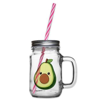 Lustige Kawaii Avocado Geschenk Veganer Vegetarier - Henkelglas mit Schraubdeckel - Klar - Rechts