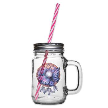 Traumfänger mit Schmetterling Galaxy Traum Kunst - Henkelglas mit Schraubdeckel - Klar - Rechts