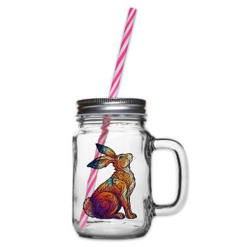 Kaleidoskopisches Kaninchen - Henkelglas mit Schraubdeckel - Klar - Rechts