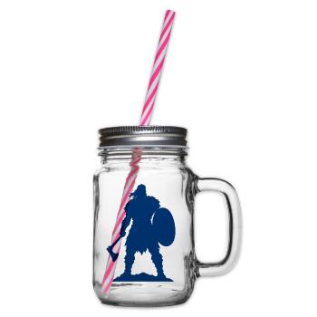 Wikinger Kämpfer Silhouette - Henkelglas mit Schraubdeckel - Klar - Rechts