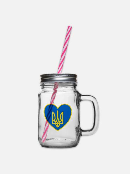 Ukraine Wappen Herz - Henkelglas mit Schraubdeckel - Klar