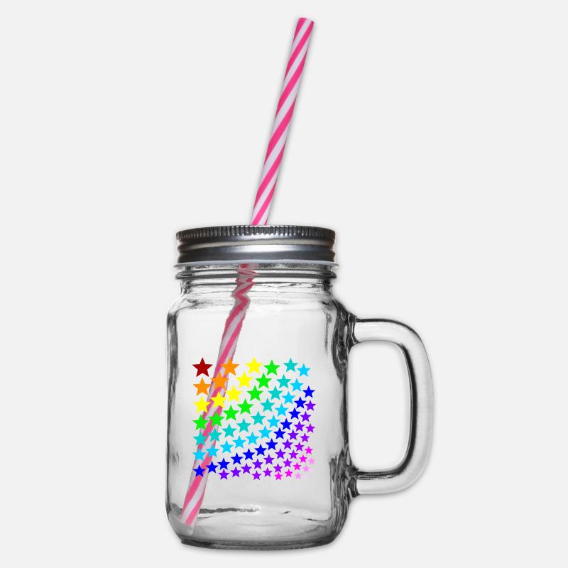 Regenbogen Sterne Geschenkidee bunt - Henkelglas mit Schraubdeckel - Klar