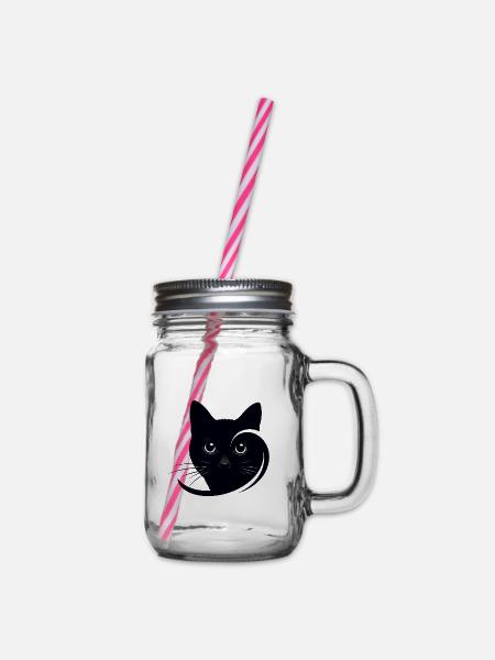 katzenportrait - Henkelglas mit Schraubdeckel - Klar