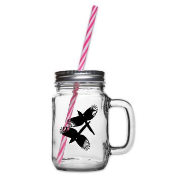Elster Vögel - Henkelglas mit Schraubdeckel - Klar - Rechts