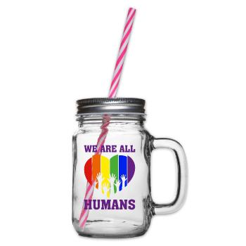 Christopher Streed Day We are ALL HUMANS Geschenk - Henkelglas mit Schraubdeckel - Klar - Rechts
