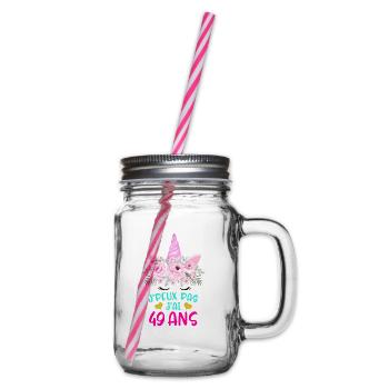 Enfant T Shirt 49 Ans Fille Anniversaire Cadeau - Glass jar with handle and screw cap - clear - Right