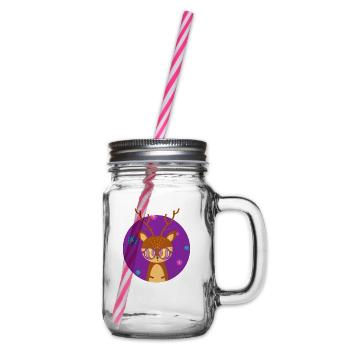 Hirsch-Hippie - Henkelglas mit Schraubdeckel - Klar - Rechts