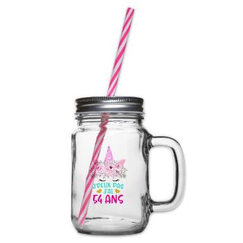 Enfant T Shirt 54 Ans Fille Anniversaire Cadeau - Glass jar with handle and screw cap - clear - Right