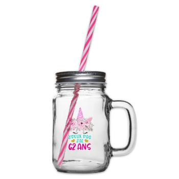 Enfant T Shirt 62 Ans Fille Anniversaire Cadeau - Glass jar with handle and screw cap - clear - Right
