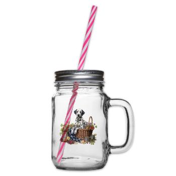 Dalmatiner Hundehütte Cottagecore Picknick Glückseligkeit - Henkelglas mit Schraubdeckel - Klar - Rechts
