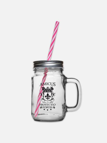 Amicus Protectio Fortis - Henkelglas mit Schraubdeckel - Klar