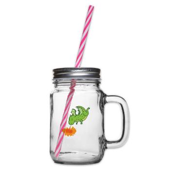 Dragon spits fire Mythical creatures Fairy tale - Glass jar with handle and screw cap - clear - Right