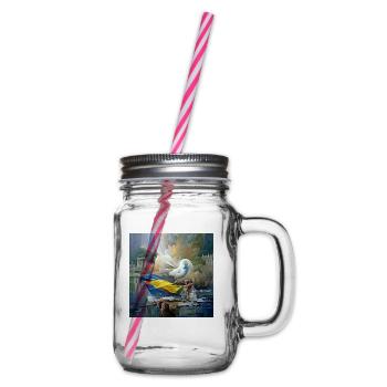 Peace for the Ukrainians, stand with Ukraine - Glass jar with handle and screw cap - clear - Right