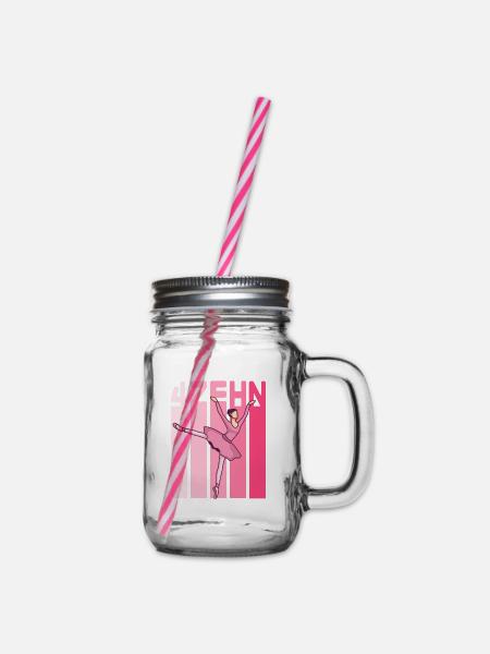 14.Geburtstag Mädchen Pink Ballerina Retro Style - Henkelglas mit Schraubdeckel - Klar