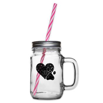Paw heart - Glass jar with handle and screw cap - clear - Right