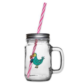 cute dodo bird from Mauritius - Glass jar with handle and screw cap - clear - Right