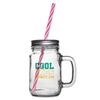 Cool Kids play Cornhole Leisure Hobby - Glass jar with handle and screw cap - clear - Right