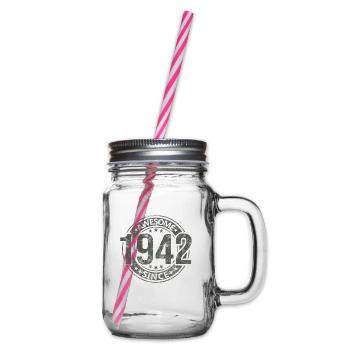 Awesome Since Vintage 1942 Retro Birthday - Glass jar with handle and screw cap - clear - Right