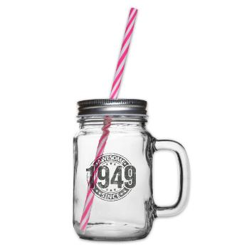 Awesome Since Vintage 1949 Retro Birthday - Glass jar with handle and screw cap - clear - Right