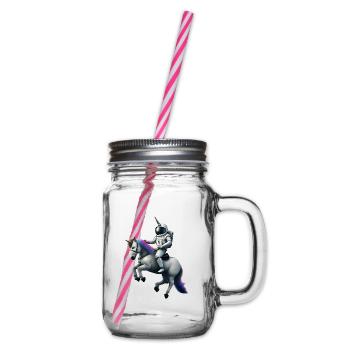 Astronaut auf Einhorn mit Einhorn Helm - Henkelglas mit Schraubdeckel - Klar - Rechts