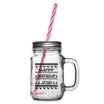 Merry Christmas and a Merry Christmas Eve - Glass jar with handle and screw cap - clear - Right