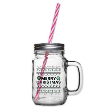 Merry Christmas and a Merry Christmas Eve - Glass jar with handle and screw cap - clear - Right