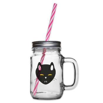 Halloween vampire cat - Glass jar with handle and screw cap - clear - Right