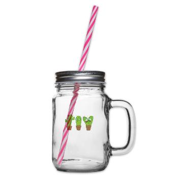 funny cacti - Glass jar with handle and screw cap - clear - Right