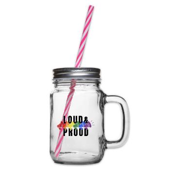 PRIDE Loud and PROUD black - Henkelglas mit Schraubdeckel - Klar - Rechts