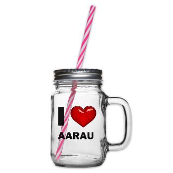 I Love Aarau - Glass jar with handle and screw cap - clear - Right