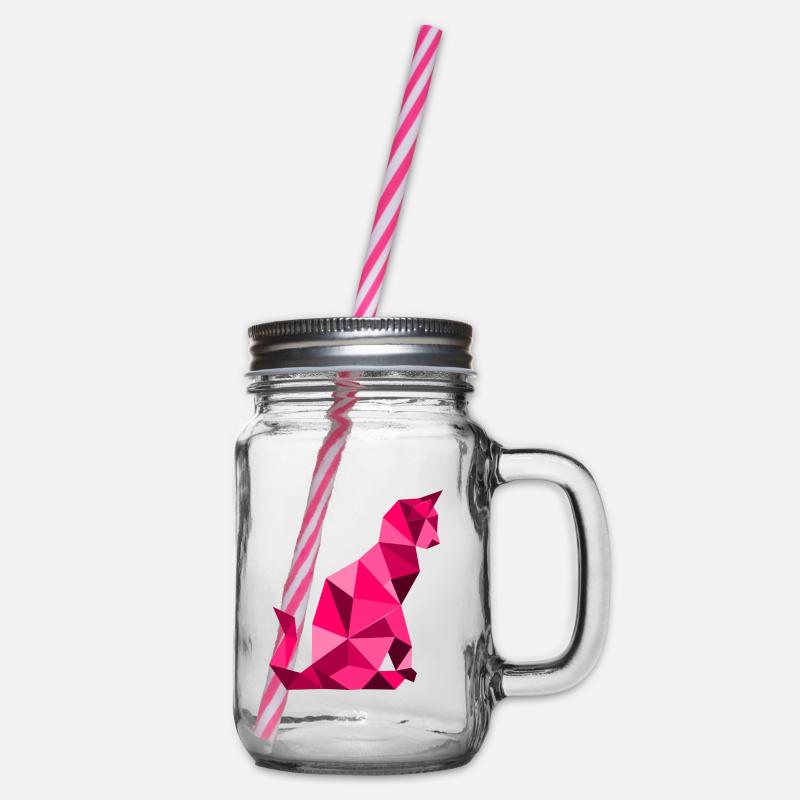 chat_lowpoly_Magenta - Henkelglas mit Schraubdeckel - Klar