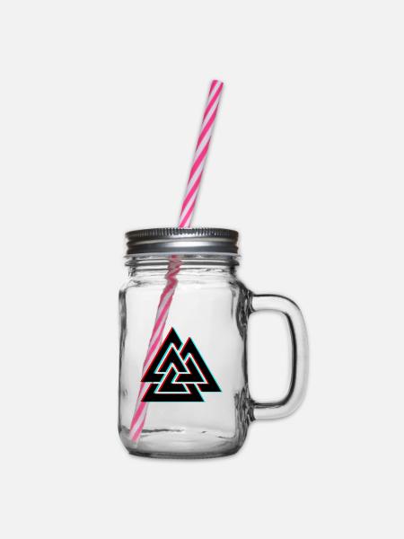 Vintage Valknut Odin Symbol Wikinger Zeichen Pagan - Henkelglas mit Schraubdeckel - Klar