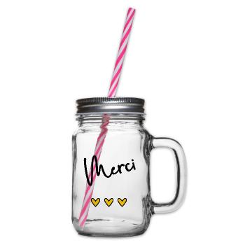 MERCI. THANKS. THANK YOU. ANNIVERSAIRE. NAISSANCE. - Bocal à boisson - transparent - Droite