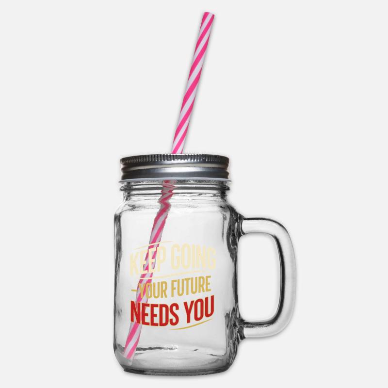 Continue to the future - Glass jar with handle and screw cap - clear