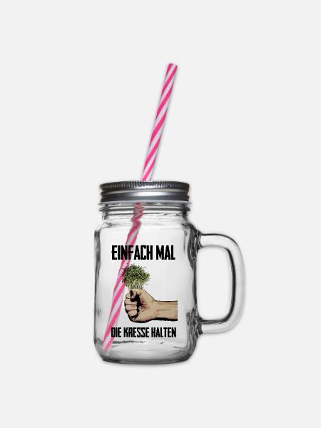 Einfach mal die kresse halten - Henkelglas mit Schraubdeckel - Klar