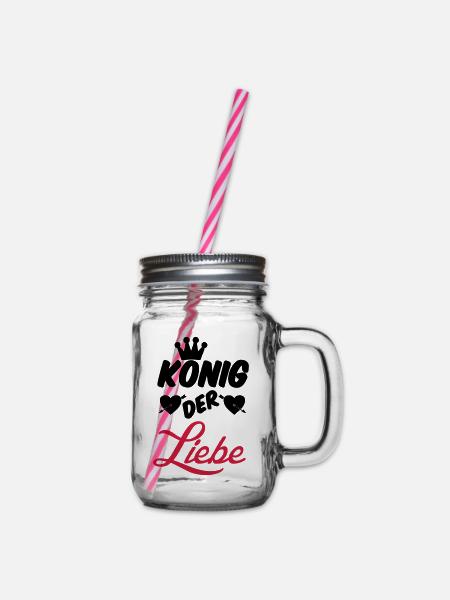 König der Liebe Paar Valentinstag Geschenk - Henkelglas mit Schraubdeckel - Klar