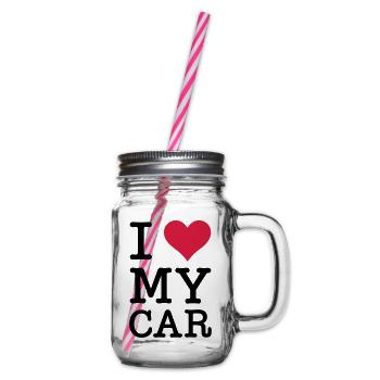 I Love My Car - Glass jar with handle and screw cap - clear - Right