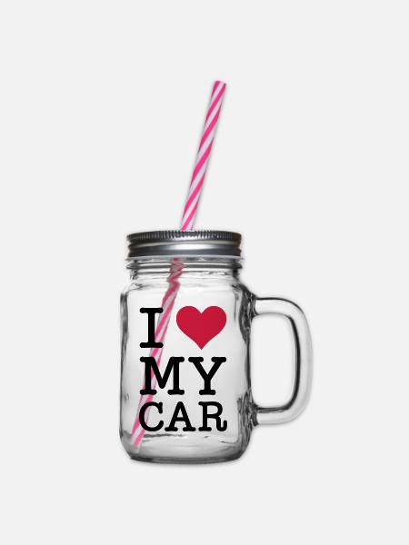 I Love My Car - Henkelglas mit Schraubdeckel - Klar