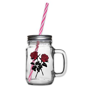 Rosen - Henkelglas mit Schraubdeckel - Klar - Rechts