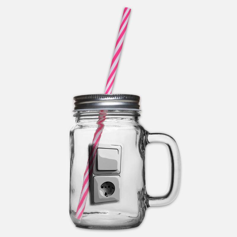 Retro light switch socket transparent - Glass jar with handle and screw cap - clear