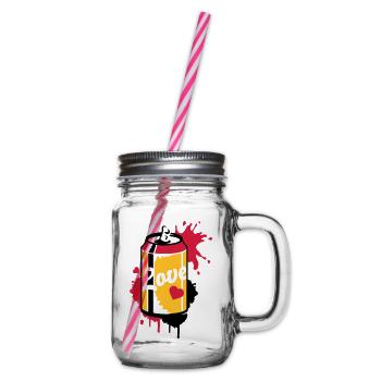 opened soda can in graffiti style - Glass jar with handle and screw cap - clear - Right