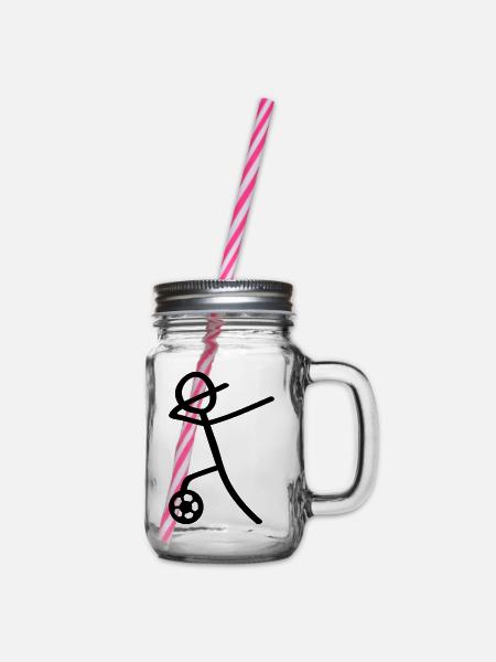 dabbing fussball man - Henkelglas mit Schraubdeckel - Klar