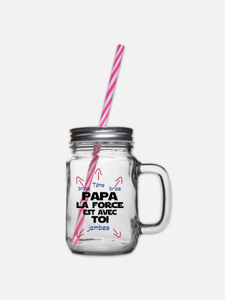 papa la force est avec toi - Bocal à boisson - transparent