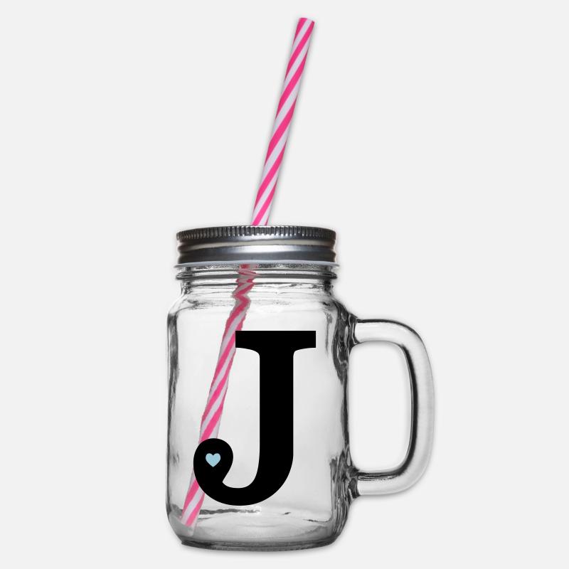 Buchstabe J Anfangsbuchstabe - Henkelglas mit Schraubdeckel - Klar