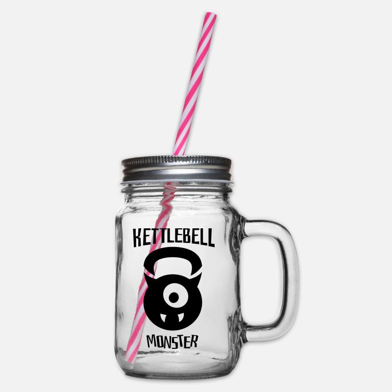 Kettlebell Monster. Wenn Sie ein Workout mögen. - Henkelglas mit Schraubdeckel - Klar