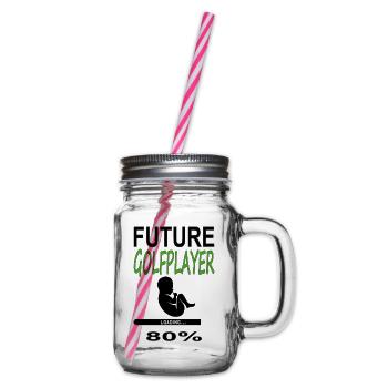future golf player 80% gift - Glass jar with handle and screw cap - clear - Right